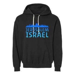 Jewish Jerusalem Design I Love Israel Garment-Dyed Fleece Hoodie