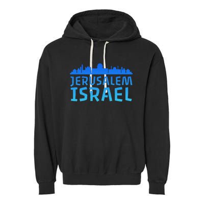 Jewish Jerusalem Design I Love Israel Garment-Dyed Fleece Hoodie