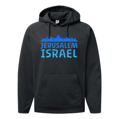 Jewish Jerusalem Design I Love Israel Performance Fleece Hoodie