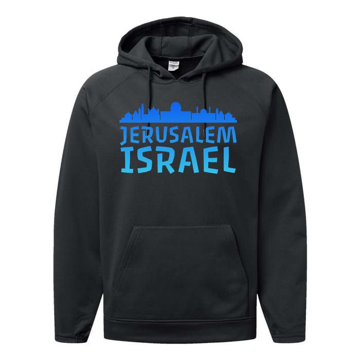 Jewish Jerusalem Design I Love Israel Performance Fleece Hoodie