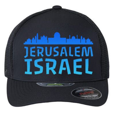 Jewish Jerusalem Design I Love Israel Flexfit Unipanel Trucker Cap