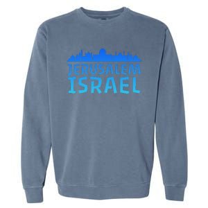 Jewish Jerusalem Design I Love Israel Garment-Dyed Sweatshirt