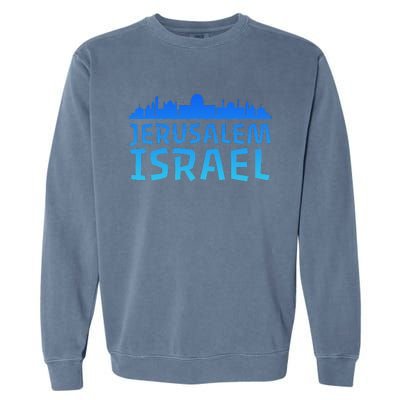 Jewish Jerusalem Design I Love Israel Garment-Dyed Sweatshirt