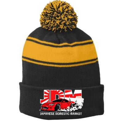 Jdm Japanese Domestic Market Racing Car Stripe Pom Pom Beanie