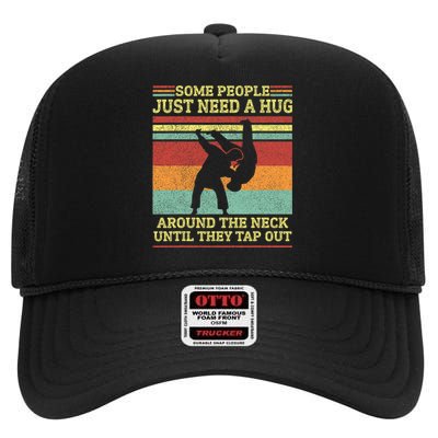 Jiu Jitsu Dad Like A Normal Dad But Cooler BBJ Jiu Jitsu High Crown Mesh Back Trucker Hat