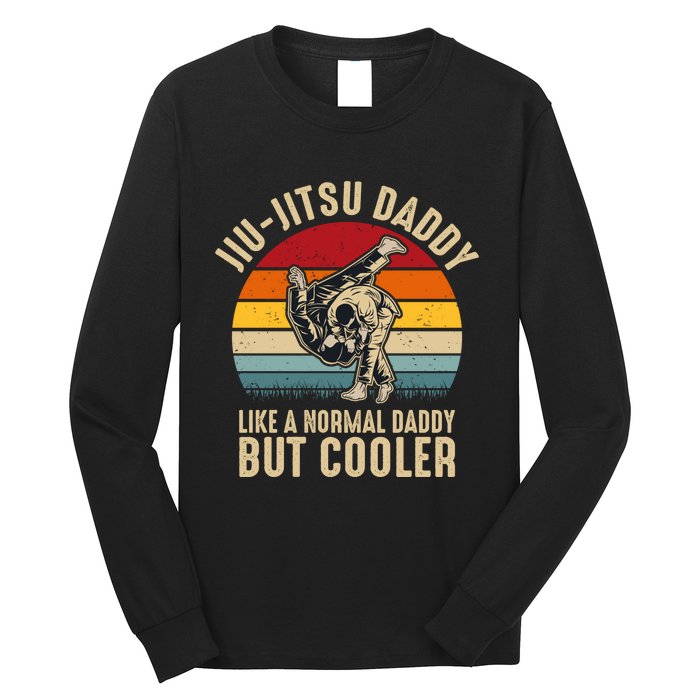 Jiu Jitsu Daddy Like A Normal Daddy But Cooler Funny Dad Gifts Retro Plus Size Long Sleeve Shirt