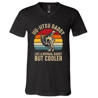 Jiu Jitsu Daddy Like A Normal Daddy But Cooler Funny Dad Gifts Retro Plus Size V-Neck T-Shirt