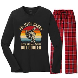 Jiu Jitsu Daddy Like A Normal Daddy But Cooler Funny Dad Gifts Retro Plus Size Women's Long Sleeve Flannel Pajama Set 