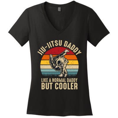 Jiu Jitsu Daddy Like A Normal Daddy But Cooler Funny Dad Gifts Retro Plus Size Women's V-Neck T-Shirt