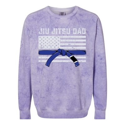 Jiu Jitsu Dad Blue Belt Police Lives Matter Thin Blue Line Great Gift Colorblast Crewneck Sweatshirt