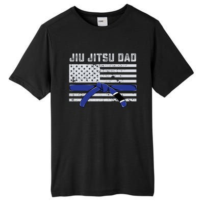 Jiu Jitsu Dad Blue Belt Police Lives Matter Thin Blue Line Great Gift Tall Fusion ChromaSoft Performance T-Shirt