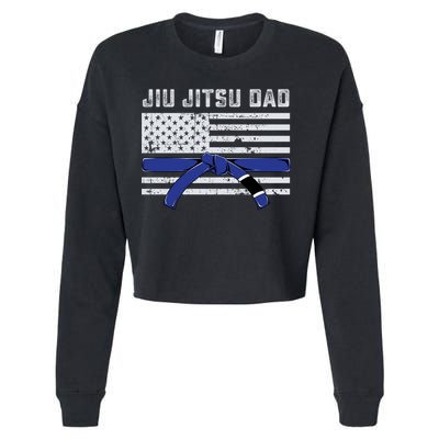 Jiu Jitsu Dad Blue Belt Police Lives Matter Thin Blue Line Great Gift Cropped Pullover Crew