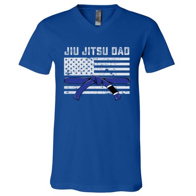 Jiu Jitsu Dad Blue Belt Police Lives Matter Thin Blue Line Great Gift V-Neck T-Shirt