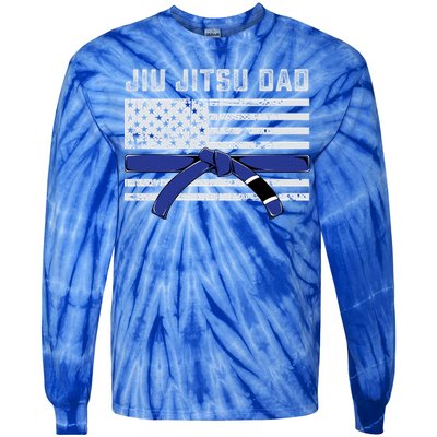 Jiu Jitsu Dad Blue Belt Police Lives Matter Thin Blue Line Great Gift Tie-Dye Long Sleeve Shirt