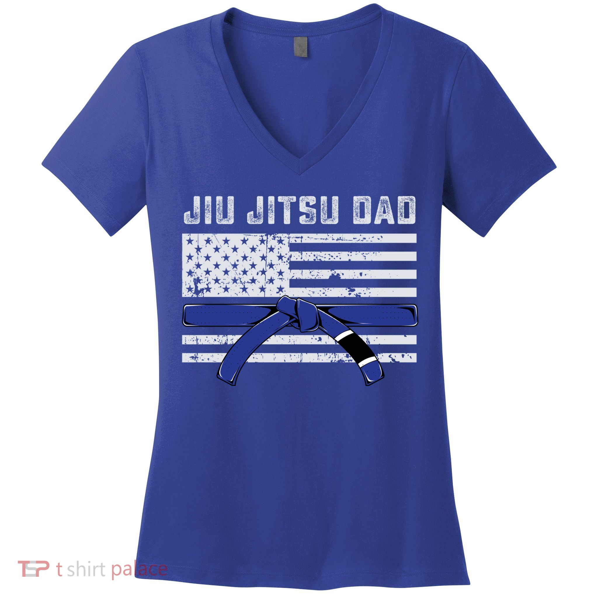 Jiu Jitsu Dad Blue Belt Police Lives Matter Thin Blue Line Great Gift Women's V-Neck T-Shirt