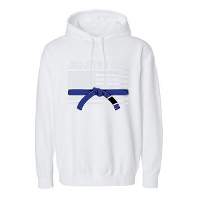 Jiu Jitsu Dad Blue Belt Police Lives Matter Thin Blue Line Great Gift Garment-Dyed Fleece Hoodie