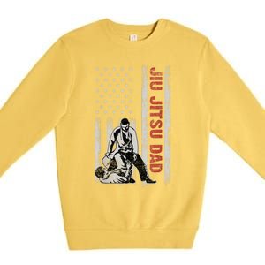 Jiu Jitsu Dad American Flag Fathers Day 4th Of July Gift Premium Crewneck Sweatshirt