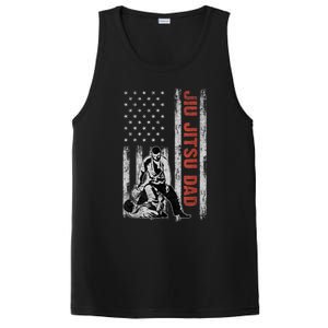 Jiu Jitsu Dad American Flag Fathers Day 4th Of July Gift PosiCharge Competitor Tank