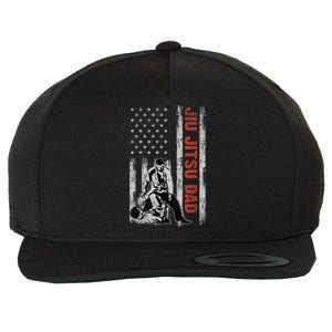 Jiu Jitsu Dad American Flag Fathers Day 4th Of July Gift Wool Snapback Cap