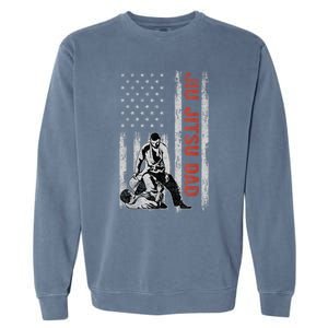 Jiu Jitsu Dad American Flag Fathers Day 4th Of July Gift Garment-Dyed Sweatshirt