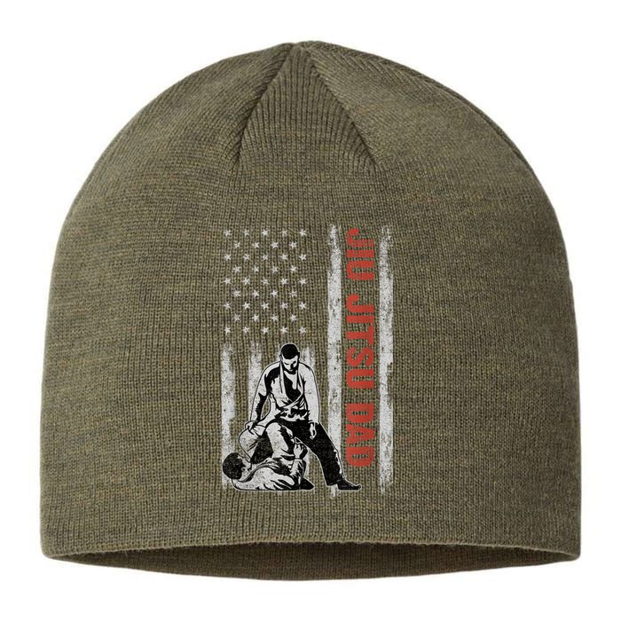 Jiu Jitsu Dad American Flag Fathers Day 4th Of July Gift Sustainable Beanie