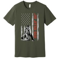 Jiu Jitsu Dad American Flag Fathers Day 4th Of July Gift Premium T-Shirt