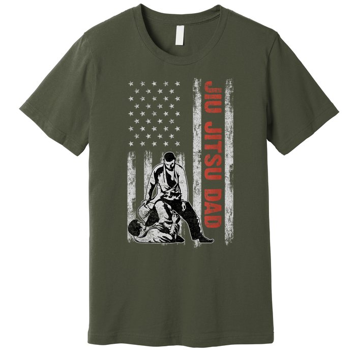 Jiu Jitsu Dad American Flag Fathers Day 4th Of July Gift Premium T-Shirt