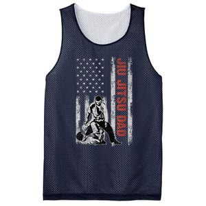 Jiu Jitsu Dad American Flag Fathers Day 4th Of July Gift Mesh Reversible Basketball Jersey Tank