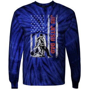 Jiu Jitsu Dad American Flag Fathers Day 4th Of July Gift Tie-Dye Long Sleeve Shirt