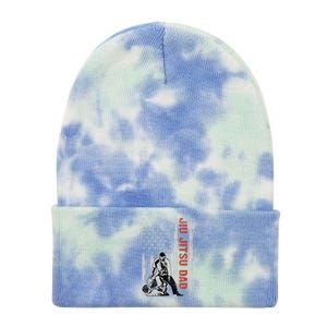 Jiu Jitsu Dad American Flag Fathers Day 4th Of July Gift Tie Dye 12in Knit Beanie