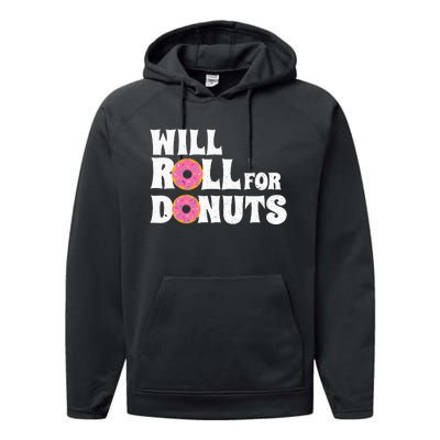 Jiu Jitsu Funny Will Roll For Donuts BJJ Performance Fleece Hoodie