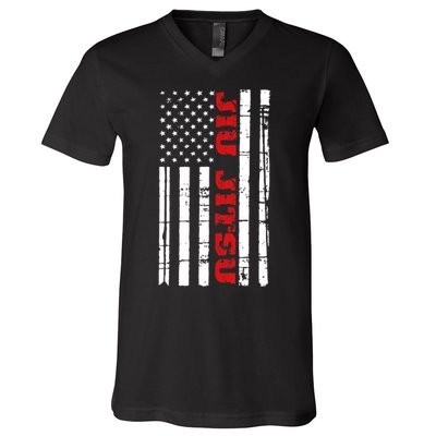 Jiu Jitsu Flag TShirt American Jiu Jitsu Shirt BJJ V-Neck T-Shirt