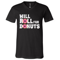 Jiu Jitsu Funny Will Roll For Donuts BJJ V-Neck T-Shirt