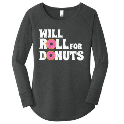 Jiu Jitsu Funny Will Roll For Donuts BJJ Women's Perfect Tri Tunic Long Sleeve Shirt