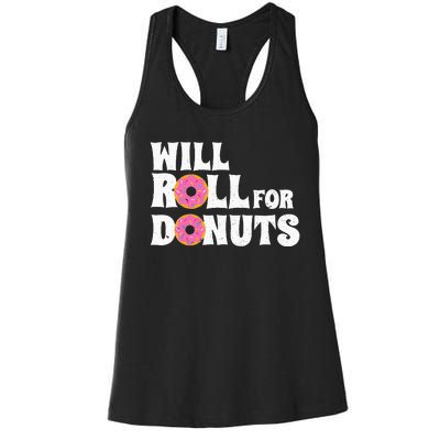 Jiu Jitsu Funny Will Roll For Donuts BJJ Women's Racerback Tank