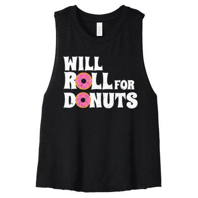 Jiu Jitsu Funny Will Roll For Donuts BJJ Women's Racerback Cropped Tank