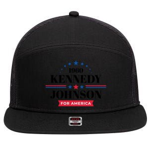 Jfk John F Kennedy Johnson Campaign Funny Gift 7 Panel Mesh Trucker Snapback Hat