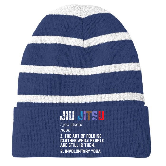 Jiu Jitsu Funny Definition BJJ Or MMA Grappler Striped Beanie with Solid Band