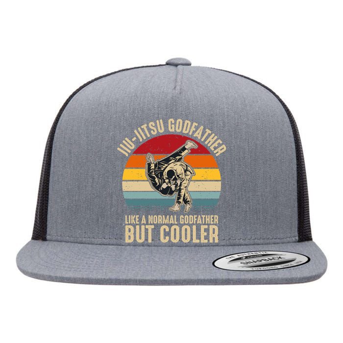 Jiu Jitsu Godfather Like A Normal Dad But Cooler Funny Dad Gifts Retro Plus Size Flat Bill Trucker Hat