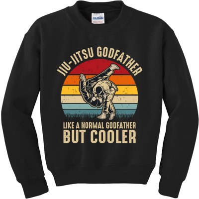 Jiu Jitsu Godfather Like A Normal Dad But Cooler Funny Dad Gifts Retro Plus Size Kids Sweatshirt