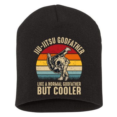 Jiu Jitsu Godfather Like A Normal Dad But Cooler Funny Dad Gifts Retro Plus Size Short Acrylic Beanie