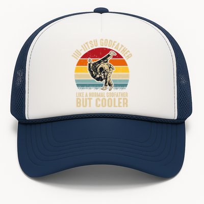 Jiu Jitsu Godfather Like A Normal Dad But Cooler Funny Dad Gifts Retro Plus Size Trucker Hat