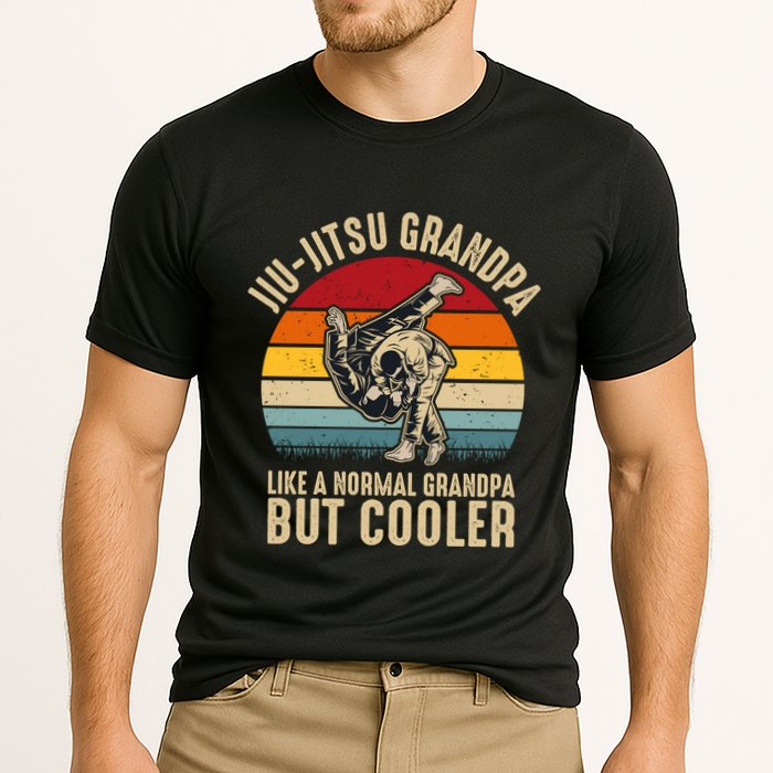 Jiu Jitsu Grandpa Like A Normal But Cooler Funny Dad Gifts Retro Plus Size Performance Shirt
