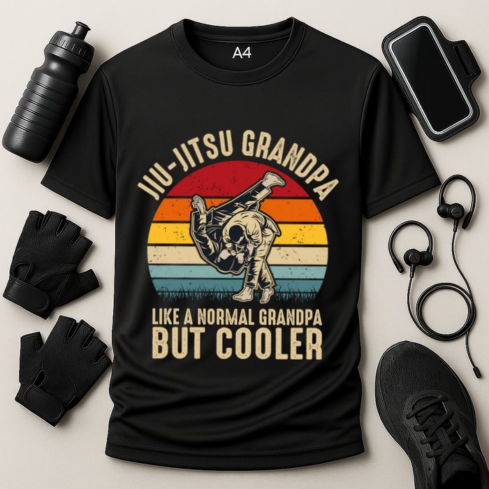 Jiu Jitsu Grandpa Like A Normal But Cooler Funny Dad Gifts Retro Plus Size Performance Shirt