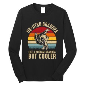 Jiu Jitsu Grandpa Like A Normal But Cooler Funny Dad Gifts Retro Plus Size Long Sleeve Shirt