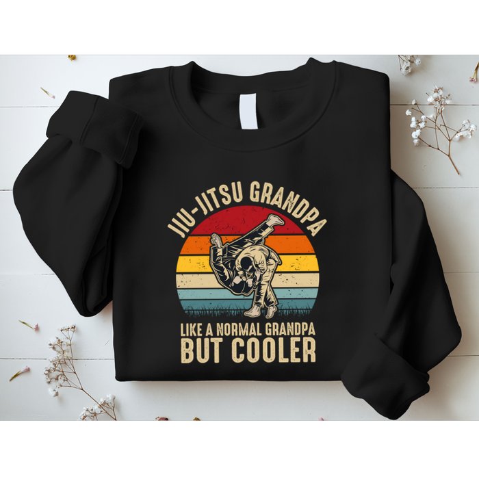 Jiu Jitsu Grandpa Like A Normal But Cooler Funny Dad Gifts Retro Plus Size Sweatshirt