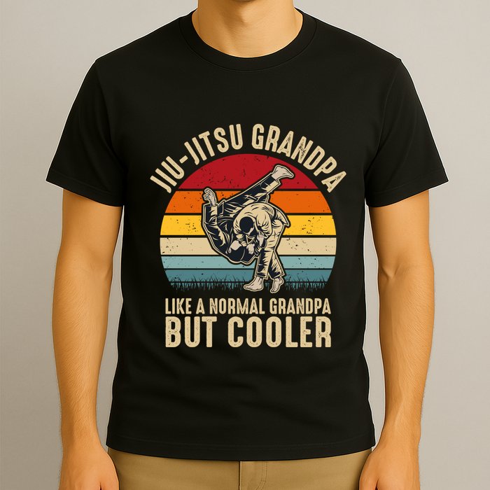Jiu Jitsu Grandpa Like A Normal But Cooler Funny Dad Gifts Retro Plus Size T-Shirt