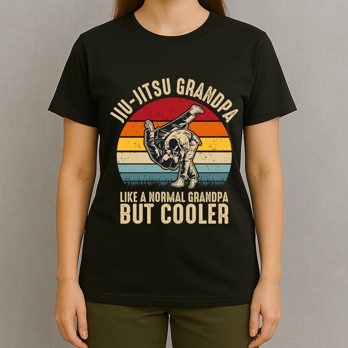 Jiu Jitsu Grandpa Like A Normal But Cooler Funny Dad Gifts Retro Plus Size T-Shirt