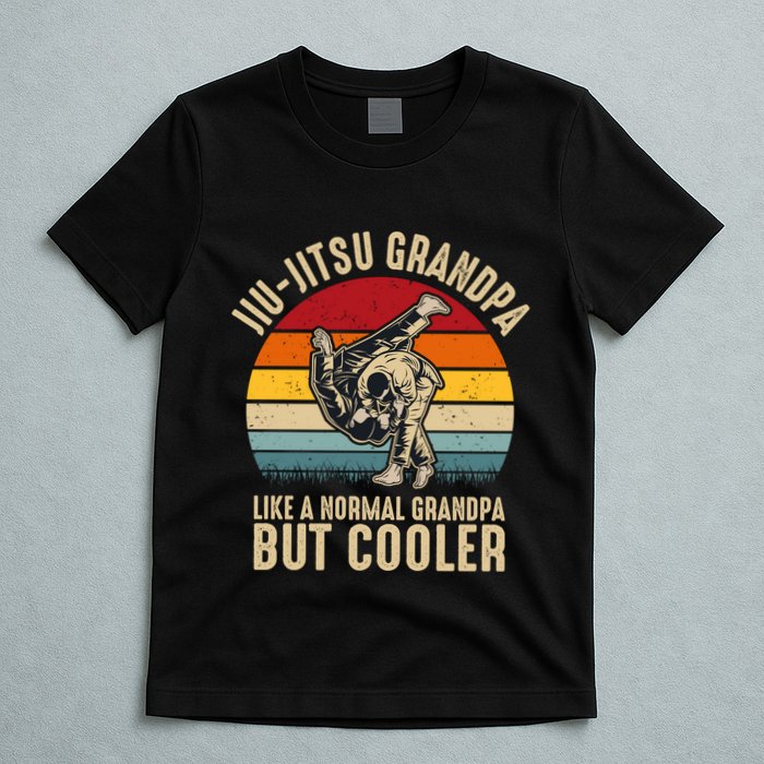 Jiu Jitsu Grandpa Like A Normal But Cooler Funny Dad Gifts Retro Plus Size T-Shirt