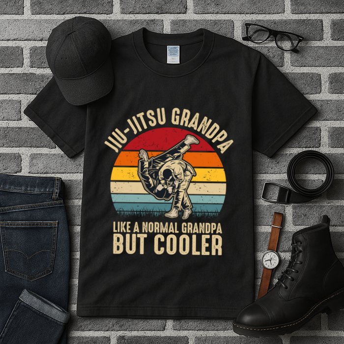 Jiu Jitsu Grandpa Like A Normal But Cooler Funny Dad Gifts Retro Plus Size Tall T-Shirt